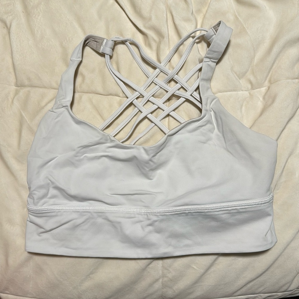 lululemon white long line sports bra